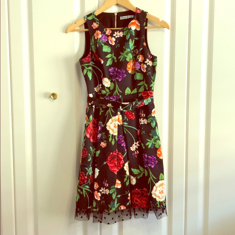 Eliza J Floral Print Fit & Flare dress, size 2P